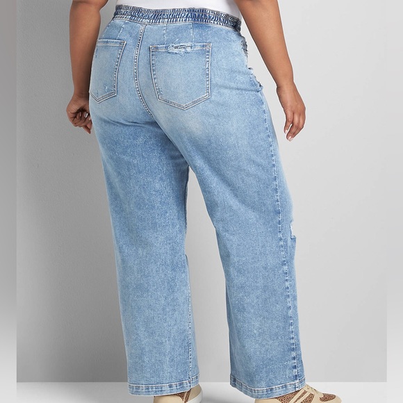 PLUS Lane Bryant NEW Distressed Pull On Wide Leg Denim Pant Size 18 - Picture 3 of 9